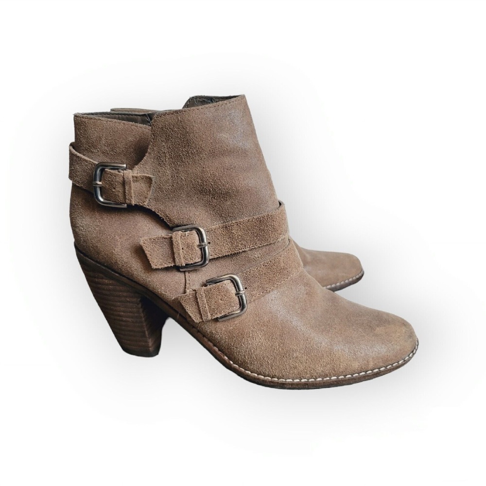 Dolce Vita size 10 ankle boots mocha brown suede leather silver tone buckles